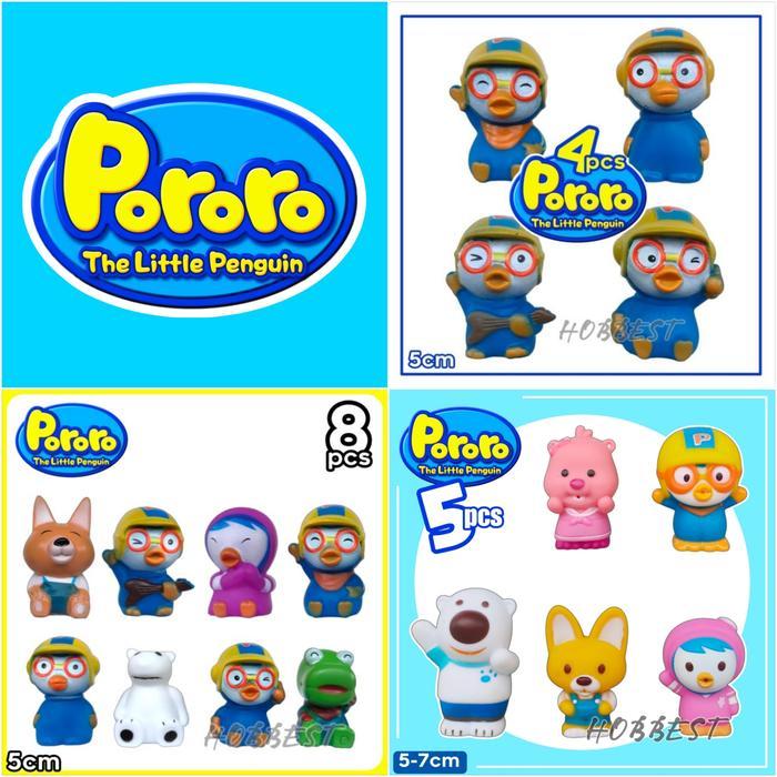 Topper Kue PORORO set isi 8 pcs - Hiasan Cake Karet Action Figure Miniatur Pajangan Dekorasi Mainan