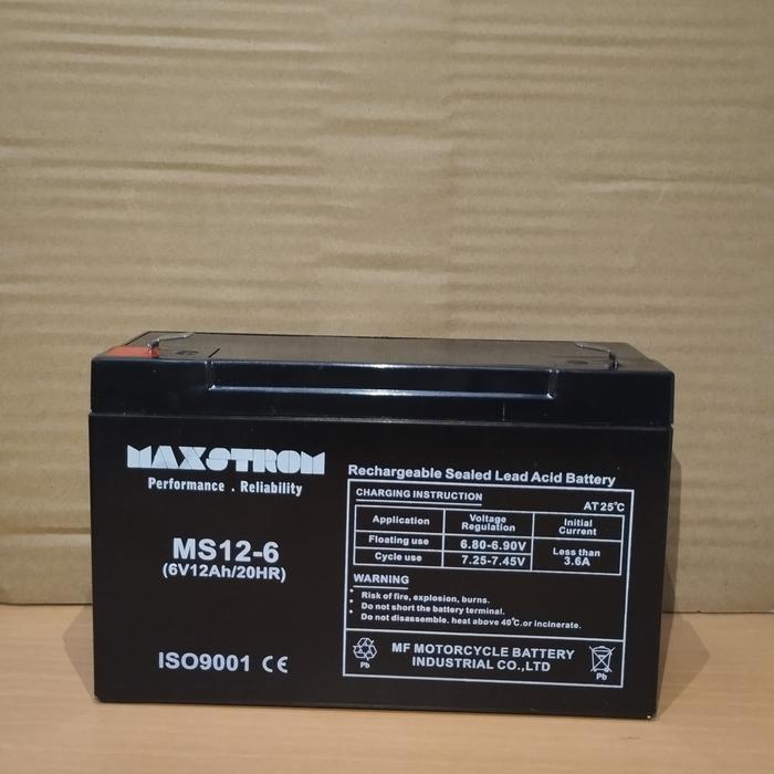 Aki Kering Vrla Mobil Mainan Maxstrom 6V 10Ah 12Ah Populer