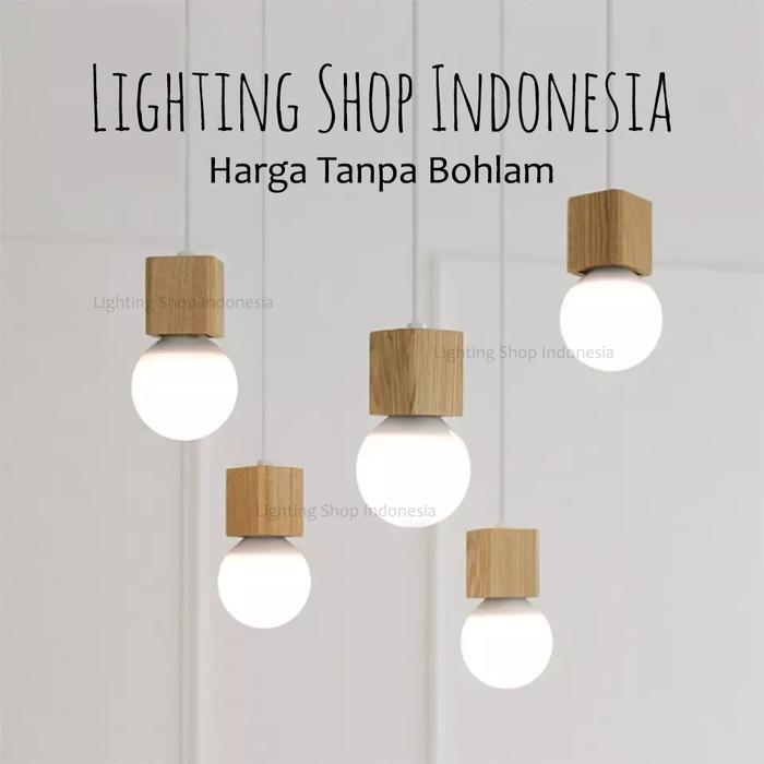 Lampu Gantung Kayu 1set isi 3Lampu / 5Lampu Wood Cafe 3in1 5in1
