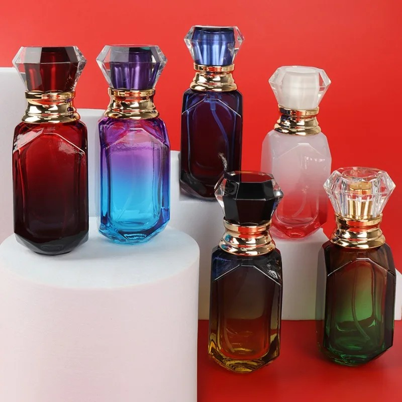 30ML Perfume Spray Bottle Gradient Color High-end Packaged Glass Empty Bottle Luxury Press Large