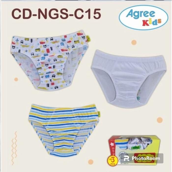 Agree Cd-Ngs-C15 Set 3Pcs Cd Anak Cowok Agree 3 Motif Celana Dalam Anak Laki-Laki Bahan Katun Cd