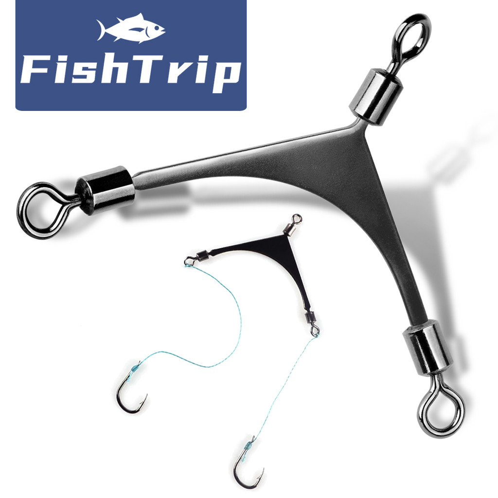 FishTrip 3 Way Swivel Rolling Swivel Fishing Spreader Bar Stainless Steel Fishing Line Break-away