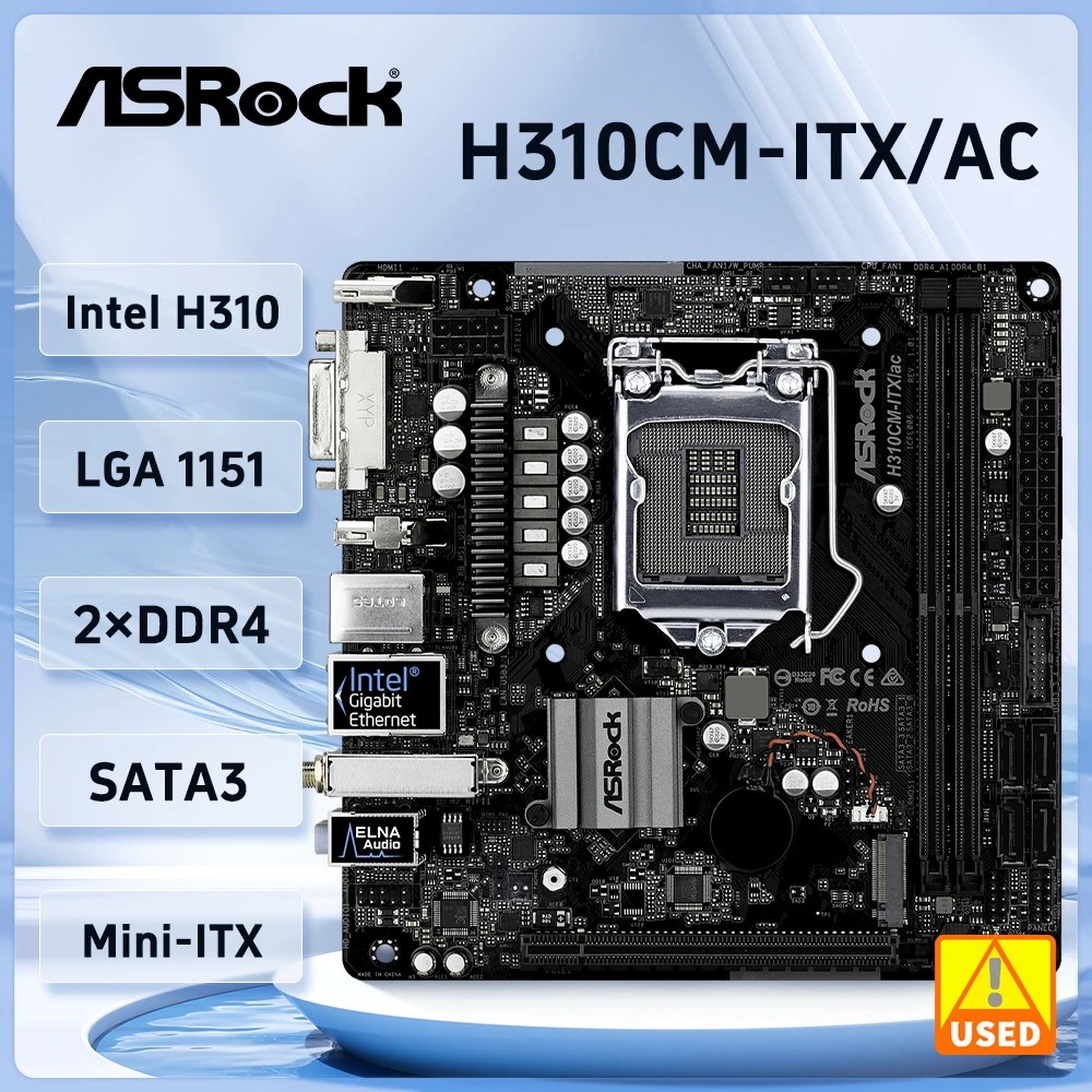 Asrock H310Cm-Itx/Ac Itx Motherboard Intel H310 Ddr4 32G Lga 1151 Usb3.0 3 Support I5-8400 9400F