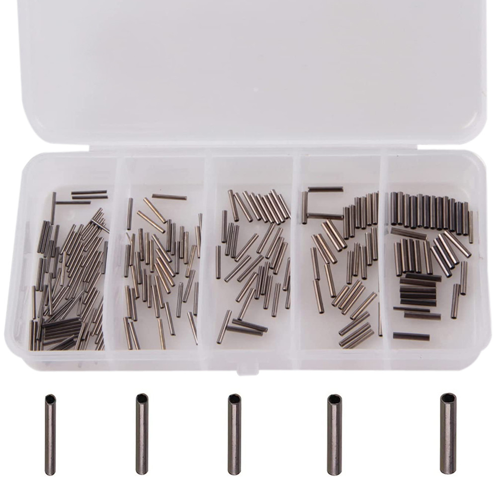 180Pcs/Box 0.6mm-1.4mm Copper Fishing Tube Fishing Wire Pipe Crimp Sleeves Connector Fishing Line