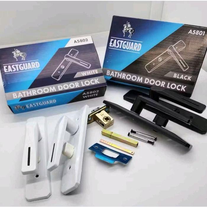 HANDLE GAGANG KUNCI PINTU KAMAR MANDI TOILET FULL SET WARNA HITAM / PUTIH/SILVER