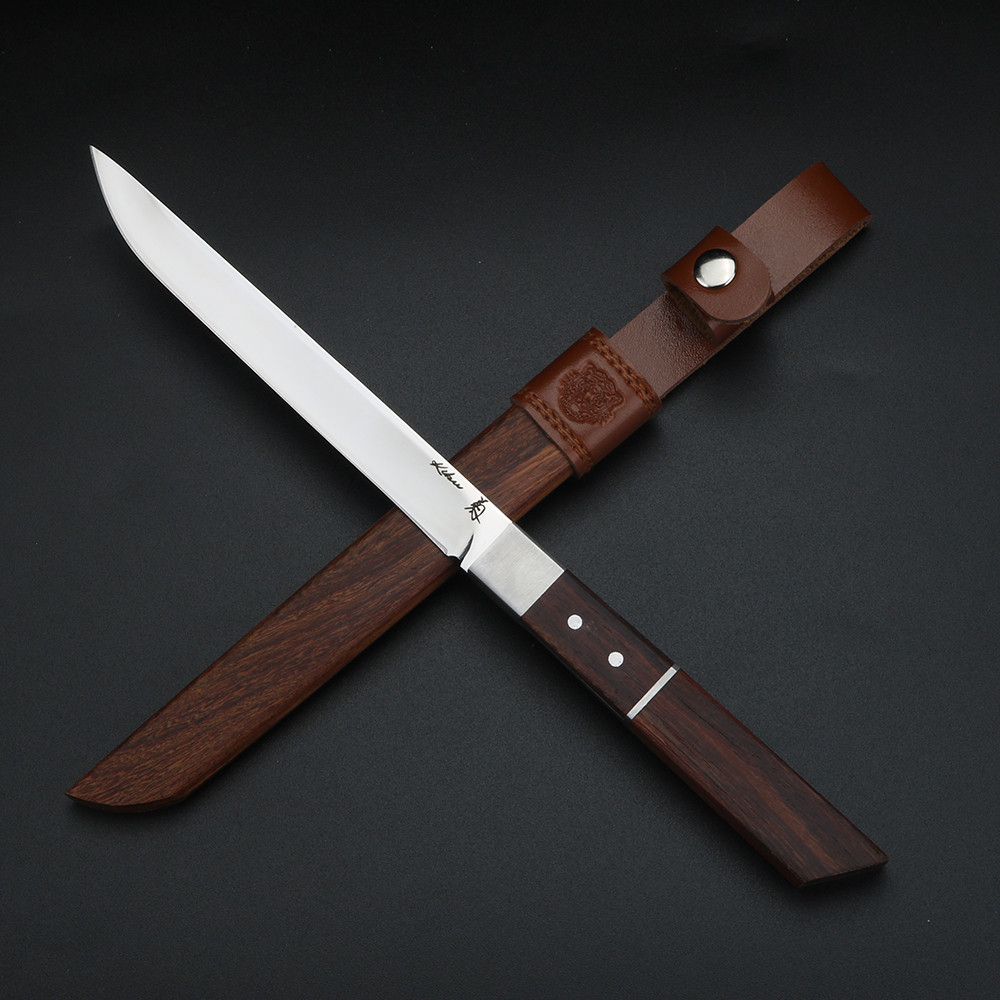 Meat slicer - M390 stainless steel, 62HRC sharp blade, wooden scabbard, suitable for home and