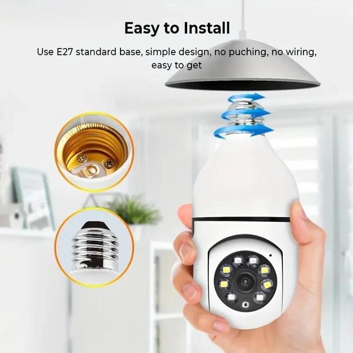 V360 Pro CCTV Lampu 360 Derajat 4K PTZ WiFi Smart Camera 3MP Full HD Koneksi Wi-Fi Deteksi Gerakan