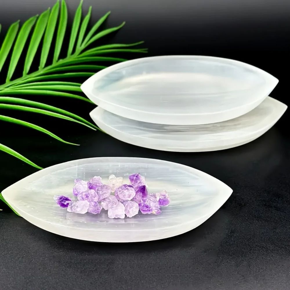 1Pc Super large Natural Selenite Bowl White Selenite Bowl Plate Healing Crystal Craft Home Decor