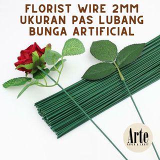 "New" ARTE 50 pcs Floral Wire 2mm 40cm Kawat Bunga Florist - Kawat Hijau untuk Bunga Buatan dengan