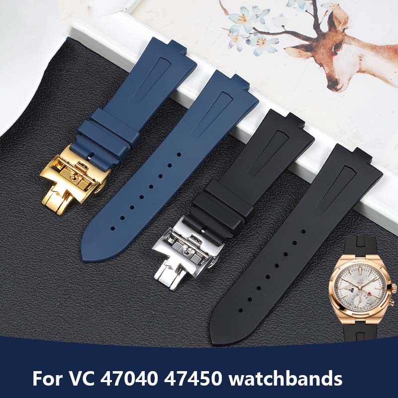 Rubber Watchband For Vacheron Constantin Overseas P47040 47450 49150 Vc Convex Watches Band Men
