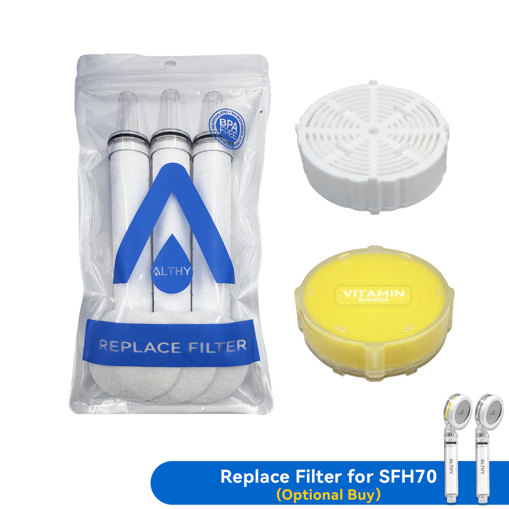 ALTHY SFH70&SFH70VC Filter Repalacement,PP conton,Calcium sulfite,Vitamin C FilterReduce Chlorine
