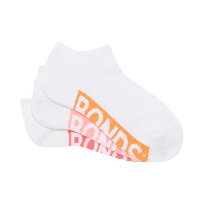 Bonds Womens Logo Cushioned Low Cut Socks 3 Pack - Kaos Kaki Bonds Wanita - White Pop 3 Pack Co