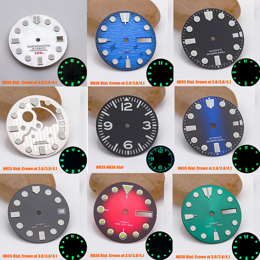 28.5Mm Watch Dial Nh35 Nh36 Green Dial Fits Seiko Skx007 Sprd 6105 Tuna Samurai Spb185 Watch Case