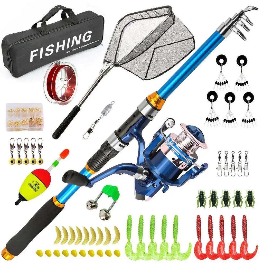 Four Color Road Fishing Rod Outdoor Fishing Rod Fiberglass Travel Telescopic Fishing Rod Set