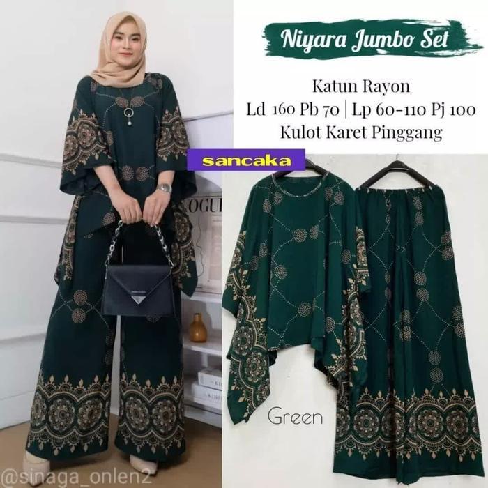 Niyara Jumbo Set Setelan Wanita Oversize Katun Rayon Super Import Bahan Adem Lembut Size Ld 130cm