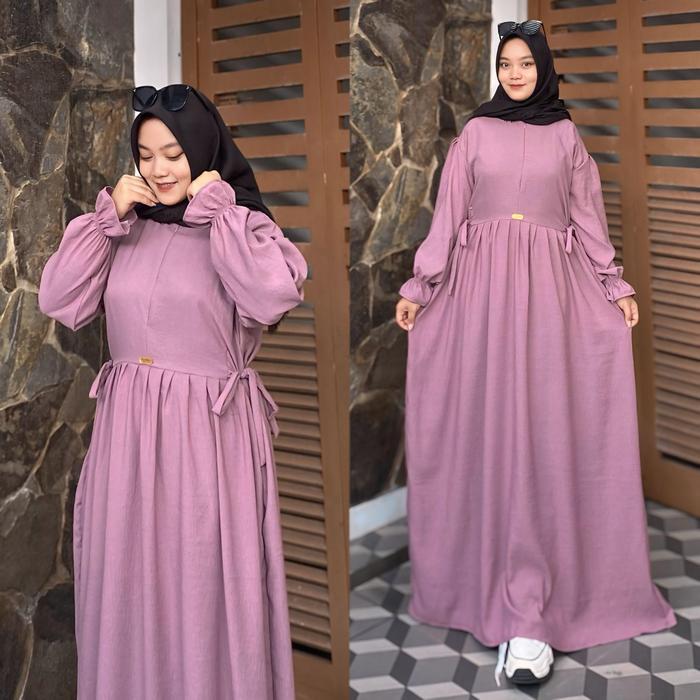 Nikita Gamis Crincle Sutra Halus Premium // Gamis Polos Muslim BusuiFriendly ( Terbaru Rempel Full )
