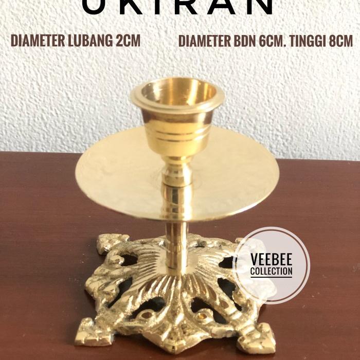 Tempat Lilin Kuningan Ukiran / Tempat Lilin Single Kuningan