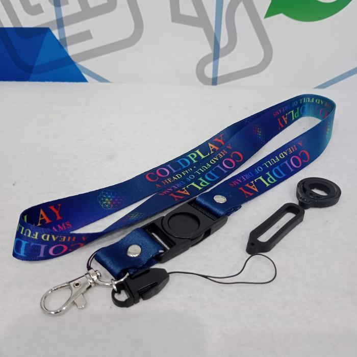 Tali Lanyard Id Card Coldplay Ukuran 2Cm Printing Tissue Pengait Besi & Stopper