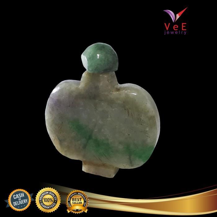 Barang Antik Batu Giok Kuno Asli Cina Jade Snuff Bottle Hijau Abu -Vee