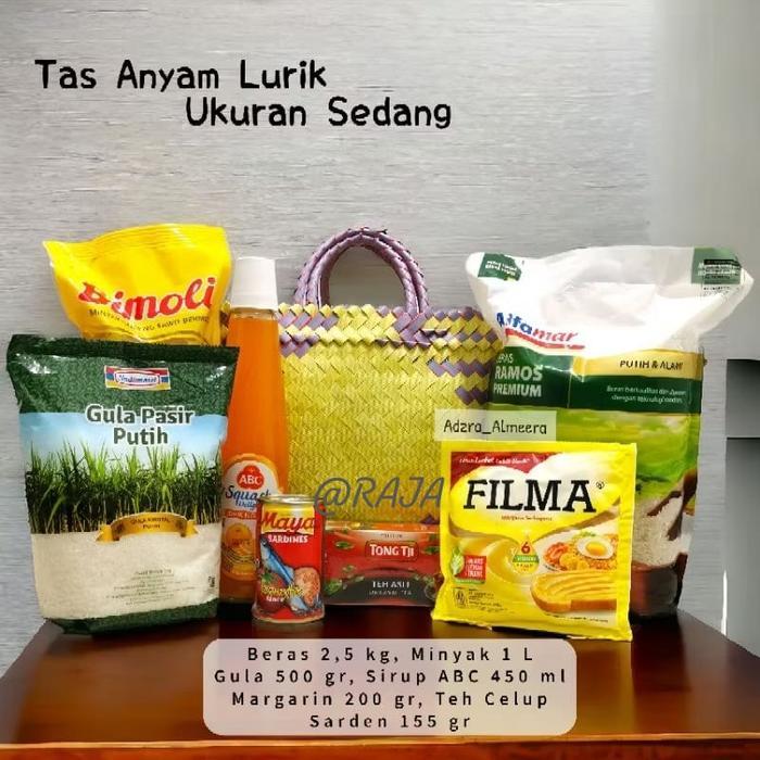 "New" Tas Anyam Plastik Lurik Double Handle 2 Warna - Kecil, Sedang, Besar, Jumbo ORIGINAL