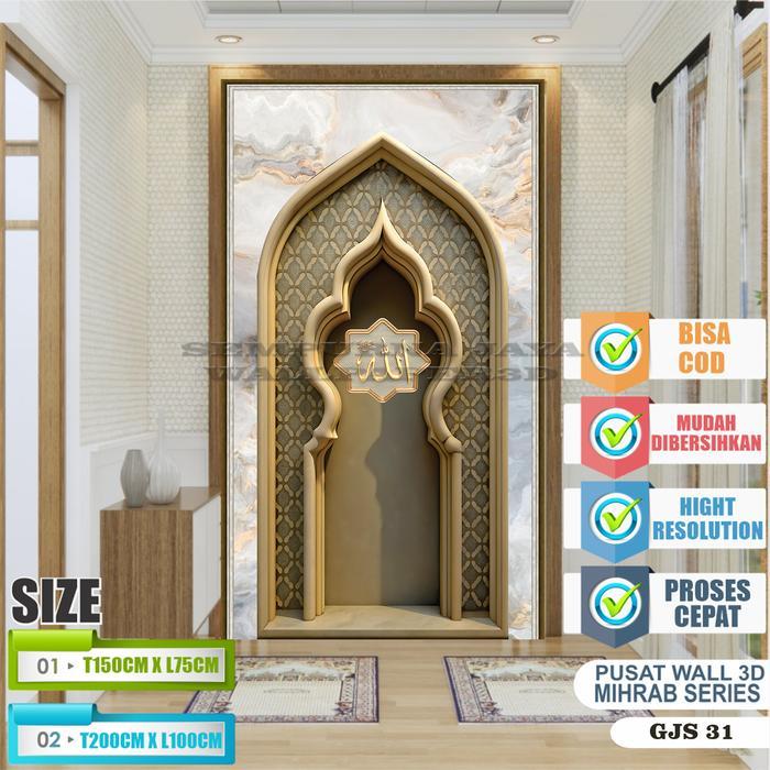 Mendekorasi Ruang Ibadah Mihrab Musholla / Stiker Mihrab Mushola Rumah / Stiker Dinding Mihrab