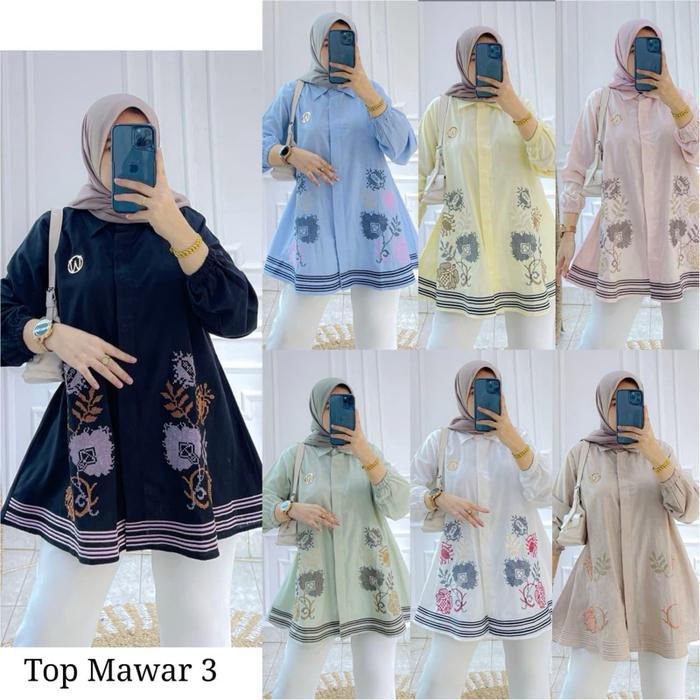 Ini Murah Kemeja Y Katun Bordir / Kemeja Katun Y / Kemeja Y / Atasan Y Mawar / Kemeja Top Y /