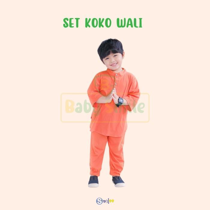 Ini Murah Smilee Wali Merah Bata - Setelan Koko Anak Kaos Wali Warna Merah Bata 1-5Tahun Baju