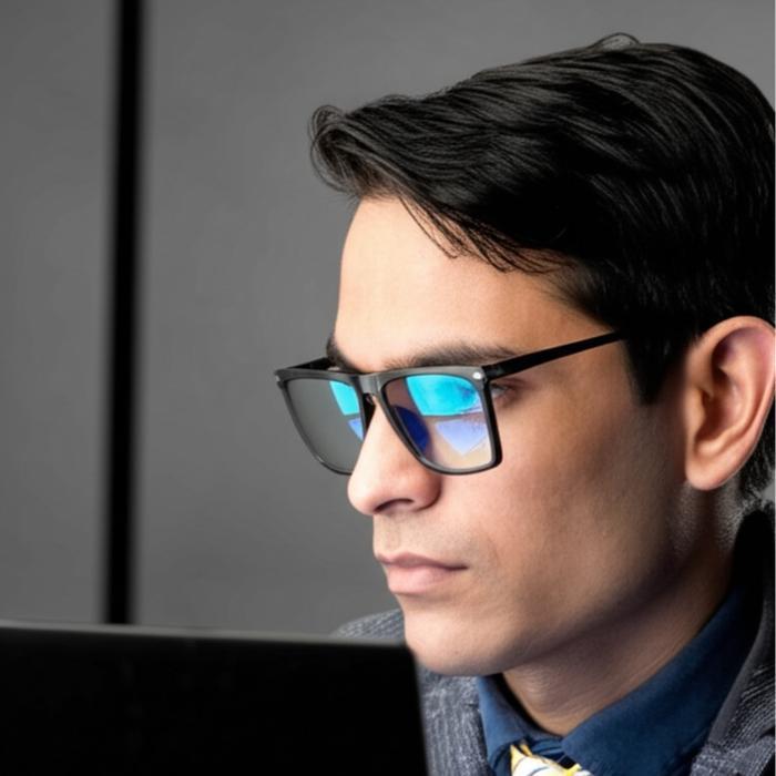 Kacamata Style Pria PE Bluechromic Anti Sinar Radiasi Lensa Polarized Blueray Bisa Berubah Gelap