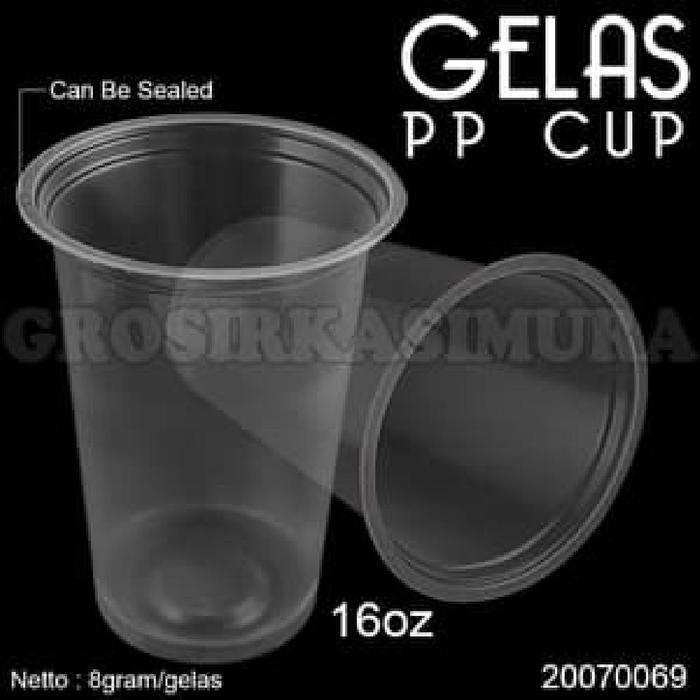 GELAS PLASTIK 16OZ (450ML) / PLASTIC CUP PP BENING POLOS NETTO8G/GELAS