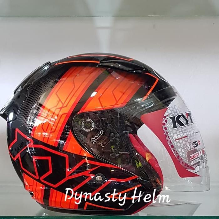 KYT DJ MARU MOTIF #14 BLACK/ORANGE FLUO/RED FLUO