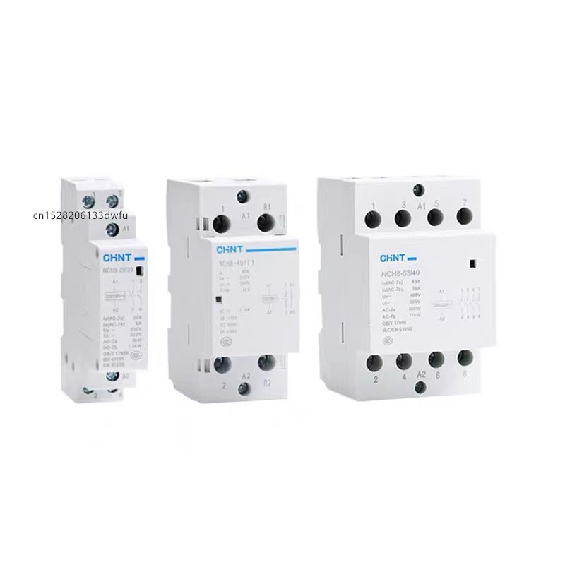 JUAL CHINT NCH8 20A 25A 40A 63A Din Rail Household AC Contactor 220V 230V 380V 400V 1NO1NC 2NO 2NC 4