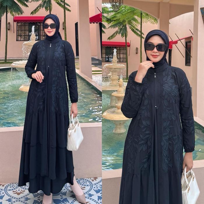 GALERI SICANTIK - COD - Abaya Hitam Elegan Busui Friendly Kombinasi Payet