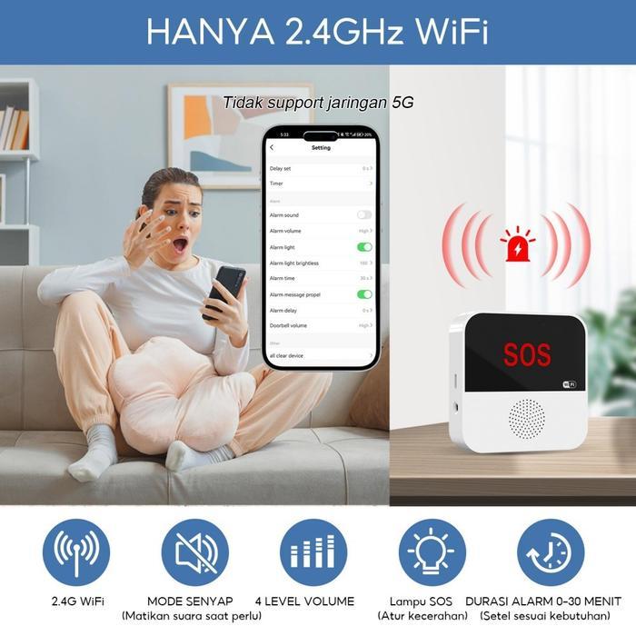 BEL WIRELESS TOUCHSCREEN LANSIA WIFI ALARM DARURAT SOS KONTROL APP NOTIF COCOK RUMAH RUMAH SAKIT