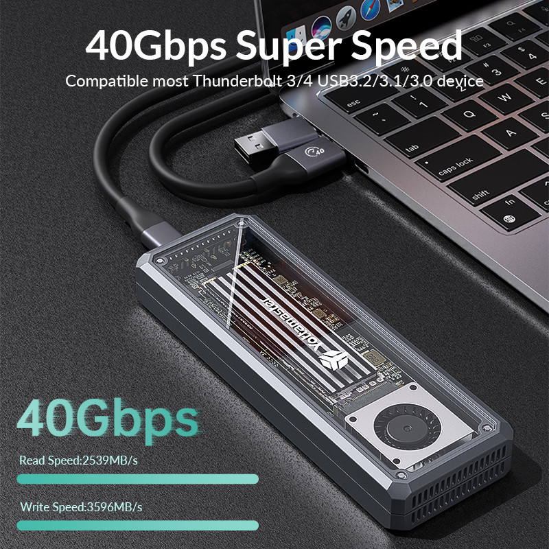 Yottamaster 40Gbps USB4 M.2 NVMe SSD Case Enclosure External Hard Drive Box Compatible Thunderbolt
