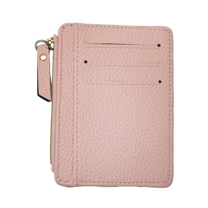 Ataru Dompet Kartu Dengan Zipper Pu - Pink Card Wallet Case Tempat Penyimpanan Id Card Atm Uang