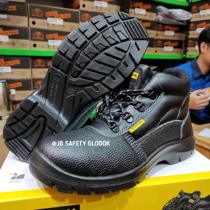 Sepatu Safety Krisbow Argon 4 Inc Original Pria - Shoes Besi Hitam Kerja Boots Terbaru 