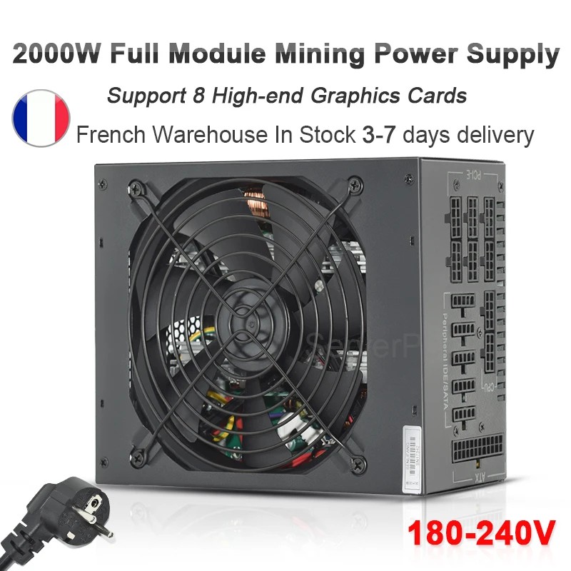 160V-240V ETC RVN ATX PC PSU For BTC Miner Machine Full Module 1800W 2000W Mining Power Supply Suppo