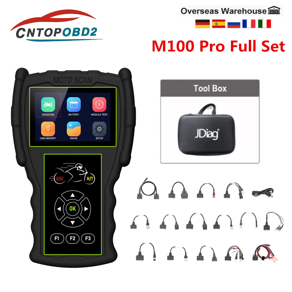 Original JDiag M100 Pro Full Set Universal Motorcycle Diagnostic Tool Motor Scan Battery Tester D87 