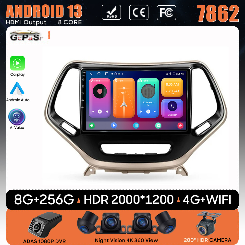 Car Radio Carplay For Jeep Cherokee 5 KL 2014 - 2018 Navigation GPS Android Auto Stereo 5G Wifi No 2