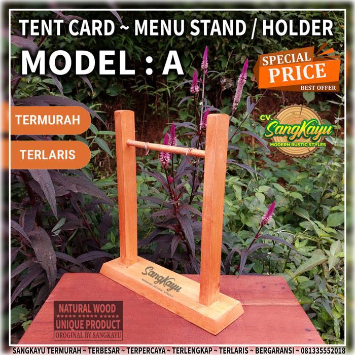 Promo Tempat Brosur Tent Card Tent Card Kayu Tent Holder Display Menu Meja Diskon