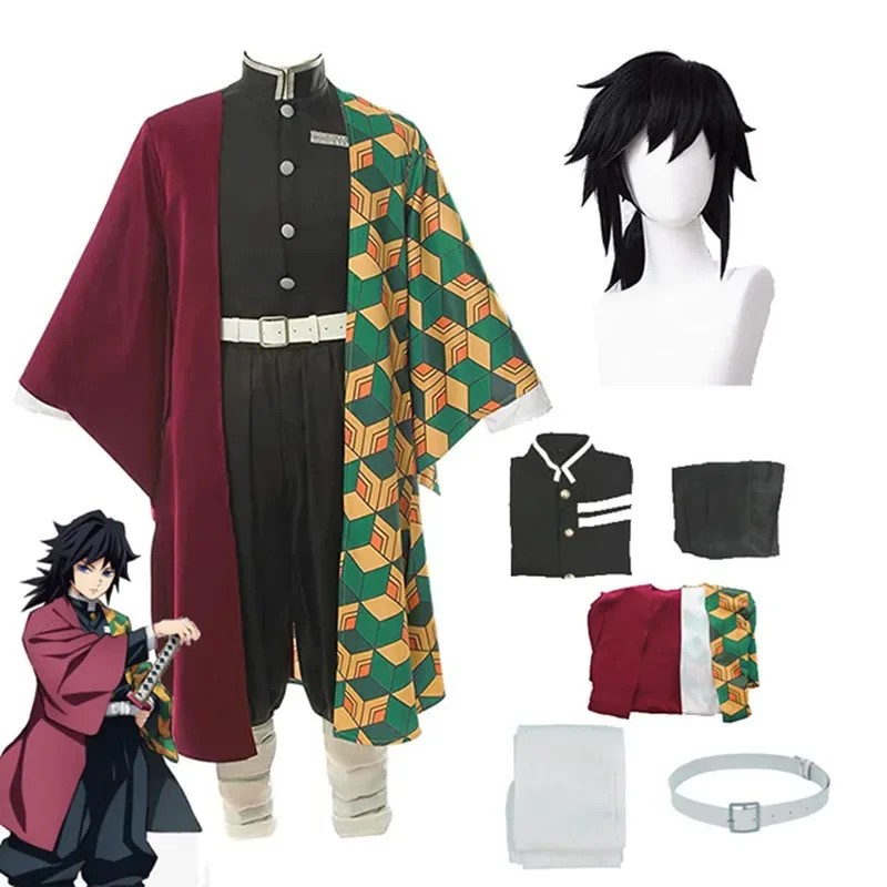 Anime Demon Slayer Tomioka Giyuu Cosplay Costume Accessories Suit Uniforms Kimetsu No Yaiba Costumes