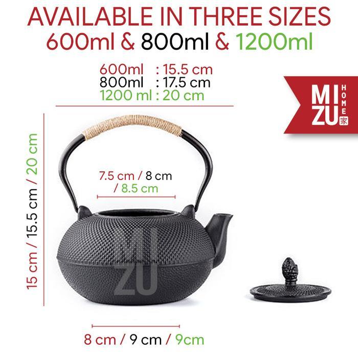 MIZU TENCHA TETSUBIN JAPANESE STYLE CAST IRON TEAPOT TEKO TEH BESI