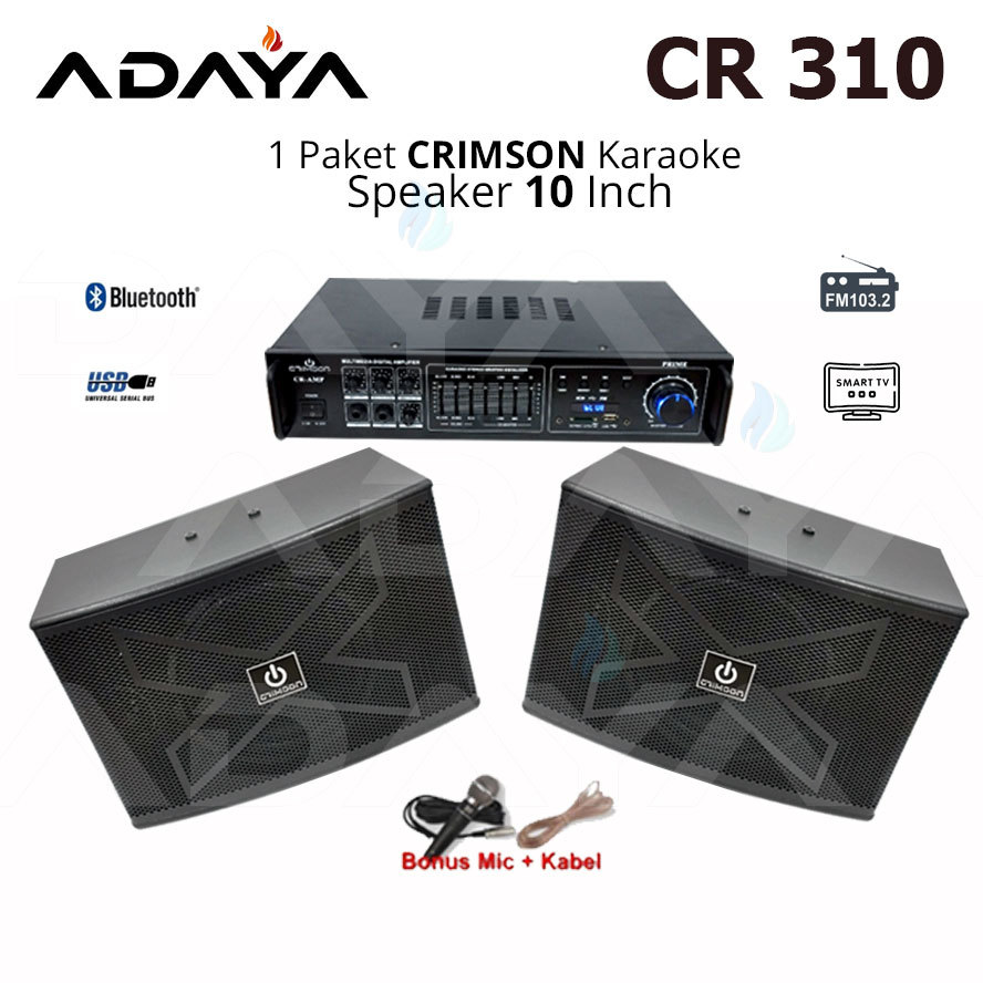Paket Karaoke Fullset Lengkap Speaker 10 inch CRIMSON CR 310 OK