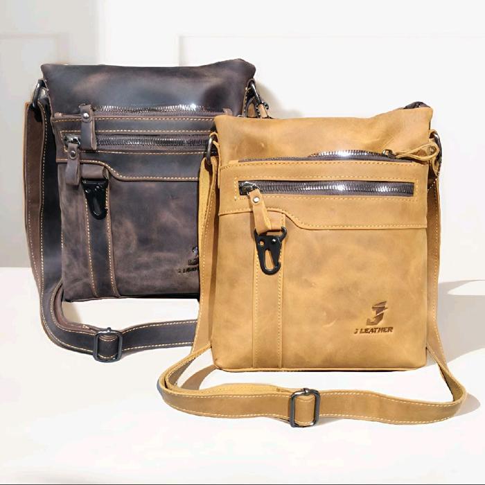 Eiger - Tas Selempang Pria Bantol Kulit Asli Crazy Horse