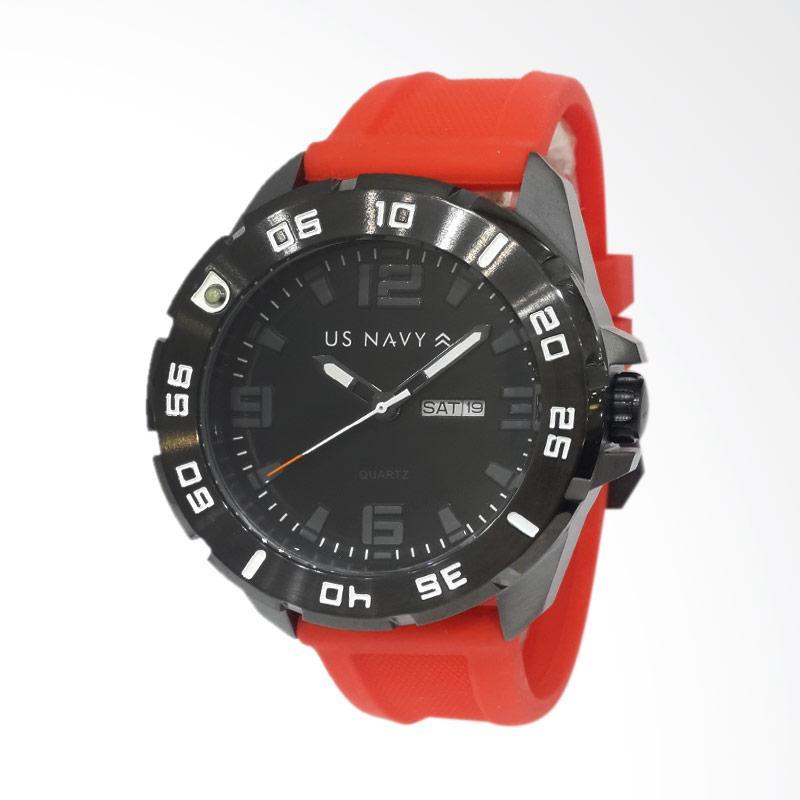 US Navy 63593MERIPBARE Jam Tangan Pria Rubber - Black