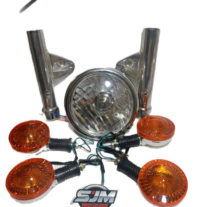 H4-Lampu Depan Reflektor Dt 100 Dt100-Kupingan -Sen Sein Depan Belakang Dt100 Krom