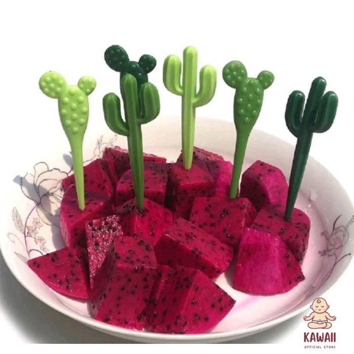 KS Tusukan Bento Kaktus Isi 6 Tusukan Bento Karakter Lucu Gemoy Hias Bekal Anak Perintilan Bento