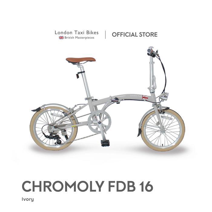Terbaru London Taxi Chromoly Folding Bike 16 - Ivory / Sepeda Lipat 16 Inch