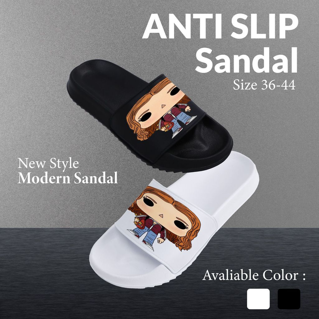 Sandal Selop Custom Couple Wanita Pria, Motif Kartun Chibi Funko Pop, Anti Slip, Nyaman Dipakai Seha