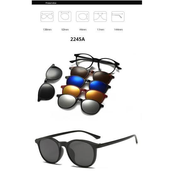 Paket Frame Kacamata Clip On Klip On 5 Lensa Magnet Free Lensa Minus